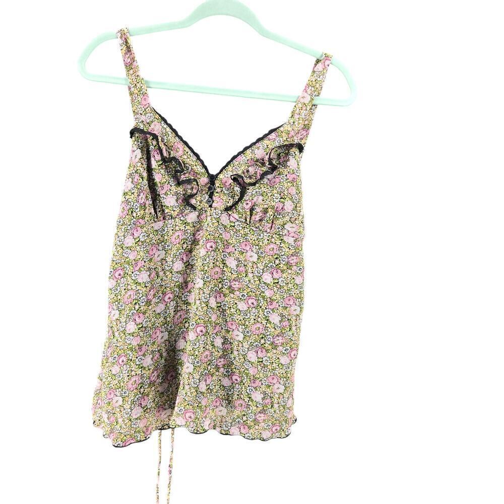 BCX Y2K ditsy floral lace ruffle trim babydoll top Sz Lg Fairy grunge whimsigoth - Picture 10 of 13